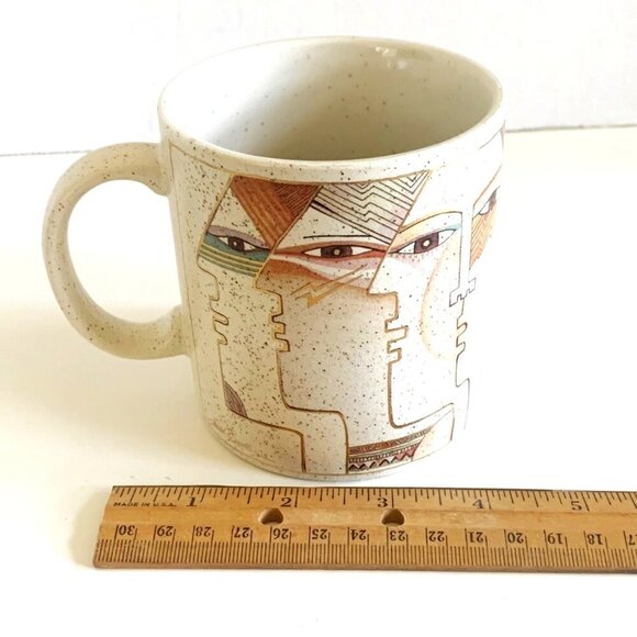 1990 Laurel Burch Native Spirit Face Painting Mug Coffee Cup 18K Gold Leafing - Picture 7 of 9